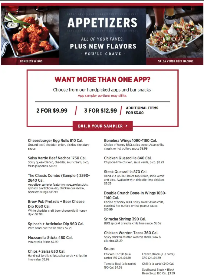 applebee's menu