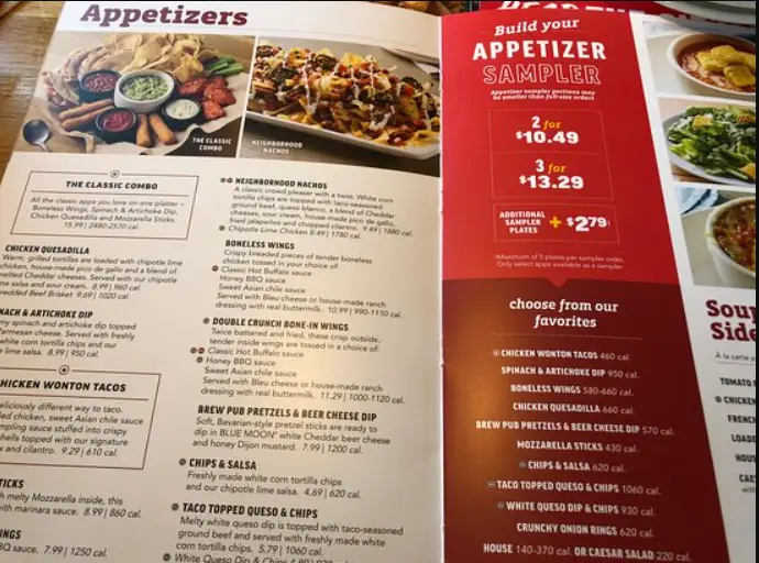 applebee's menu